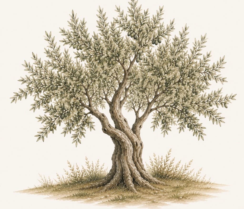 Illustration of an olive tree
