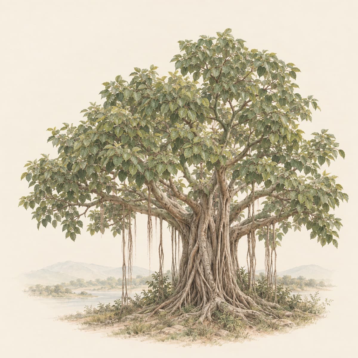 Watercolor illustration of a maple tree